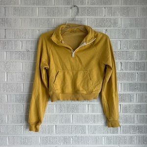 SOLD John Galt | Cropped Crew Neck Sweatshirt Canary Yellow Quarter Zip